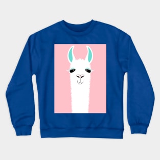 ALPACA LLAMA PORTRAIT ON EGGSHELL PINK Crewneck Sweatshirt